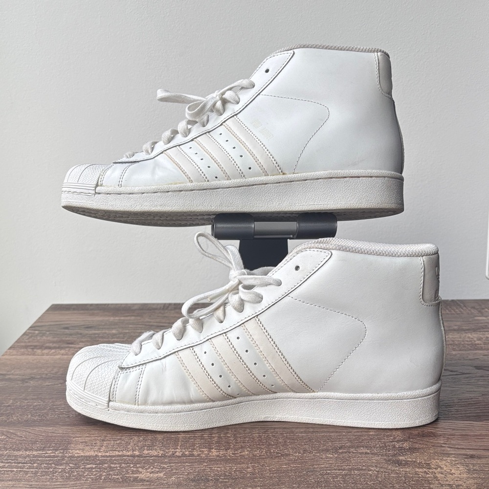 adidas White PRO High-Top Sneakers with Cream Accents - Picture 5 of 7